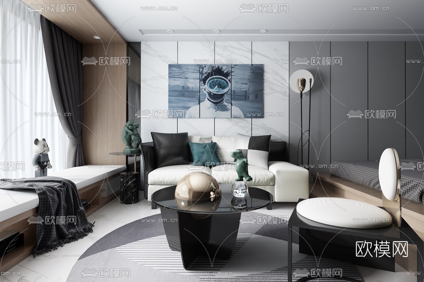 品辰设计 现代公寓客厅3d模型