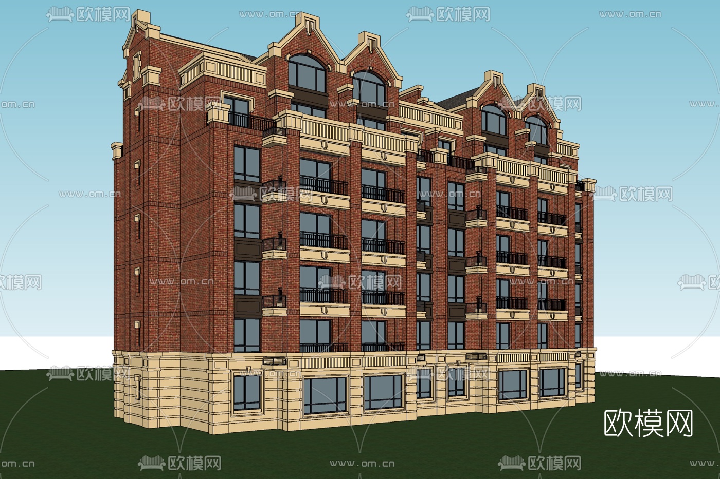 欧式洋房外观免费su模型下载