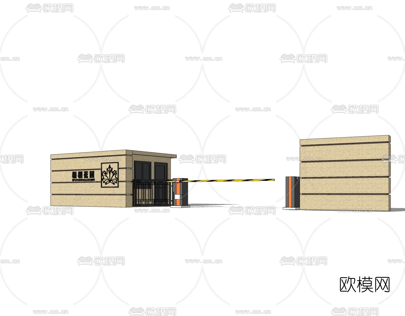 现代小区门头免费su模型下载