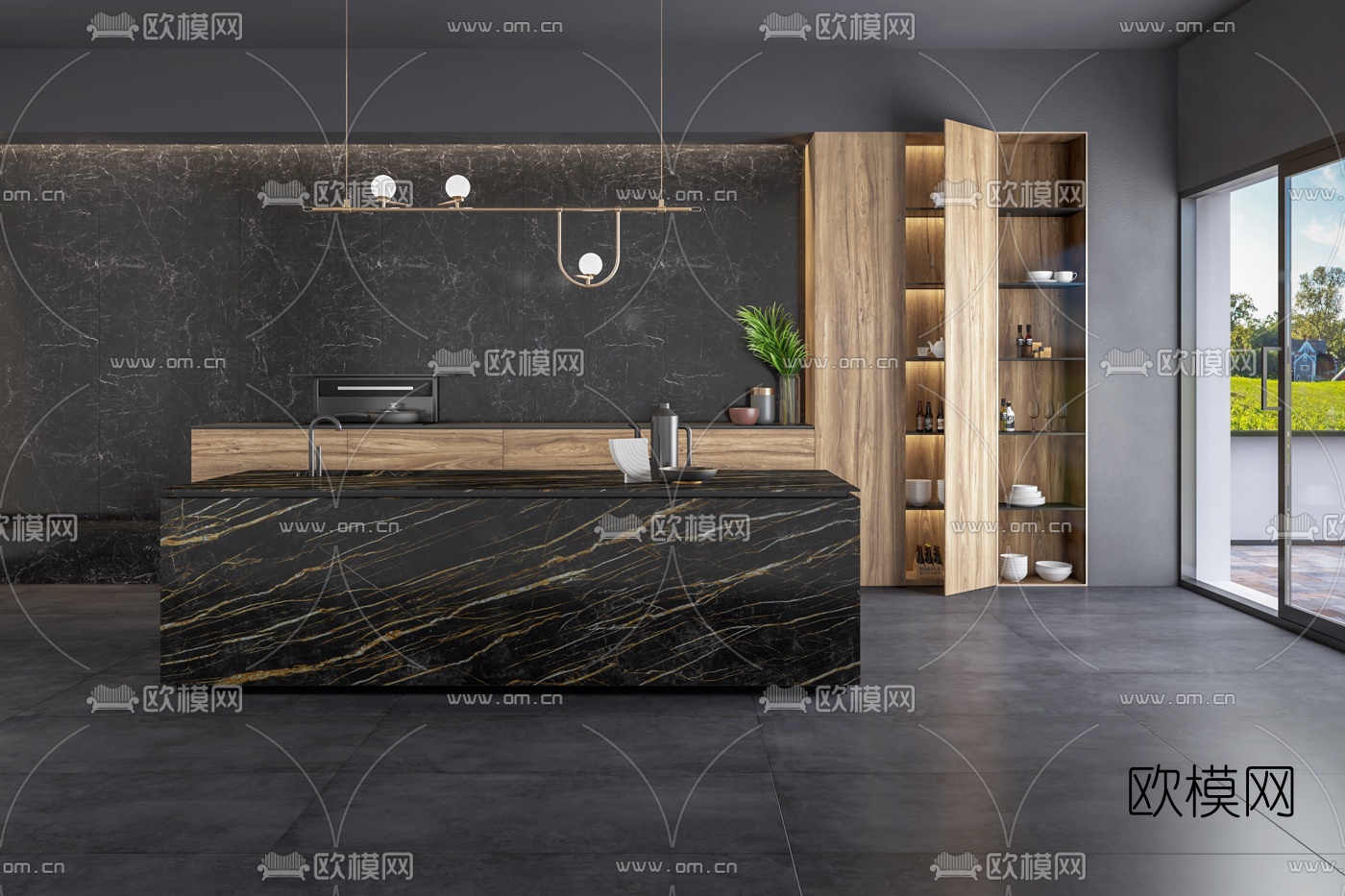 现代简约厨房3d模型