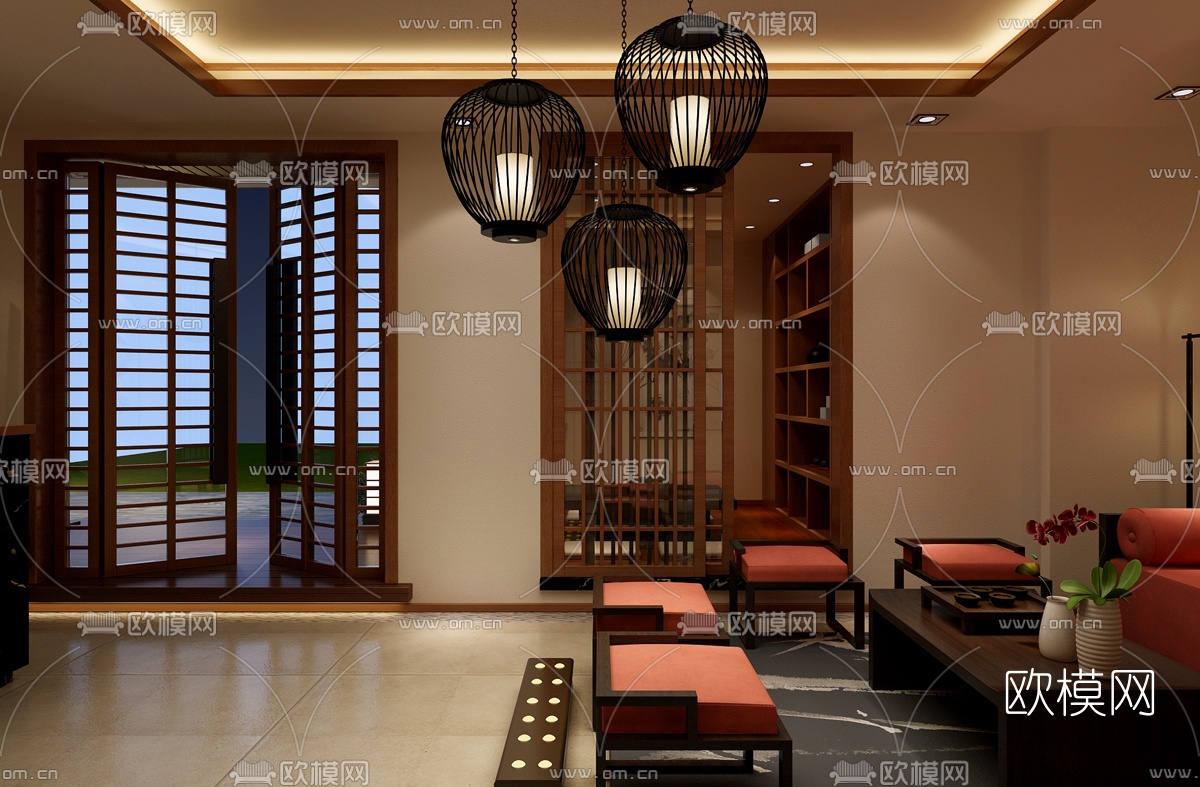 中式养生馆免费3d模型下载（渲染图4）