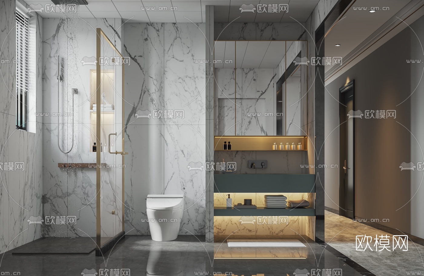 现代卫生间浴室3d模型