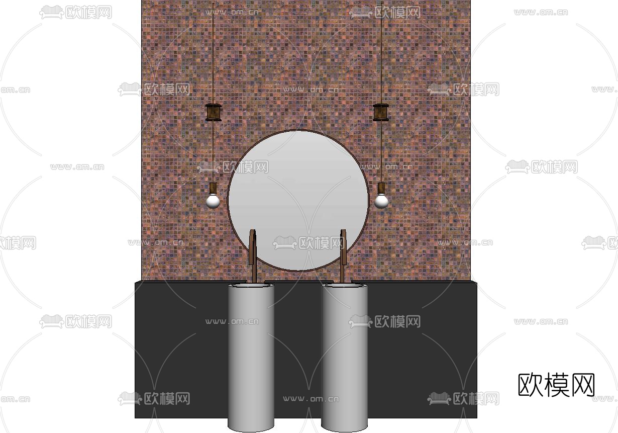 现代洗手台su模型下载