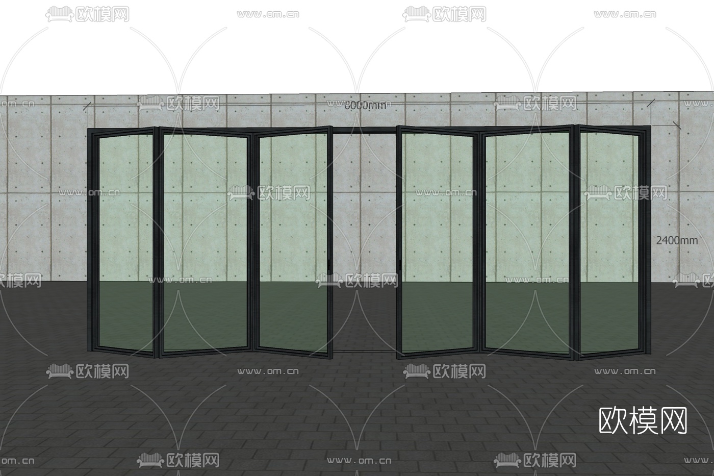 现代折叠门免费su模型下载