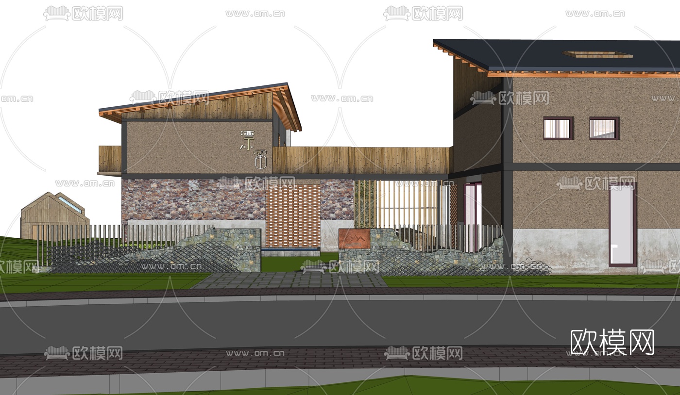 现代漂流民宿酒店夜景su模型下载（渲染图5）