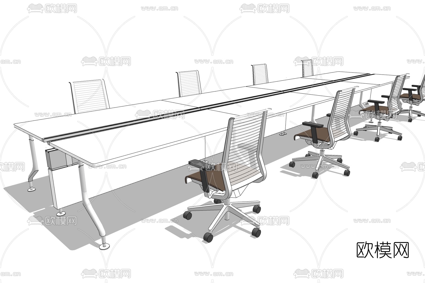 现代办公桌免费su模型下载