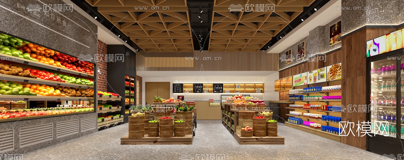现代水果店超市3d模型