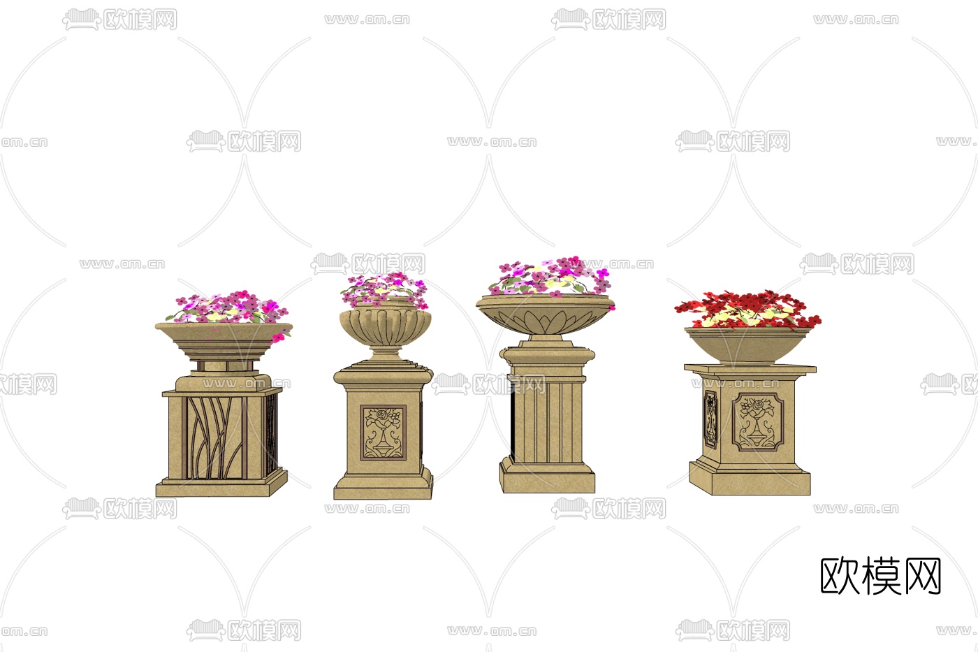 欧式花钵免费su模型下载