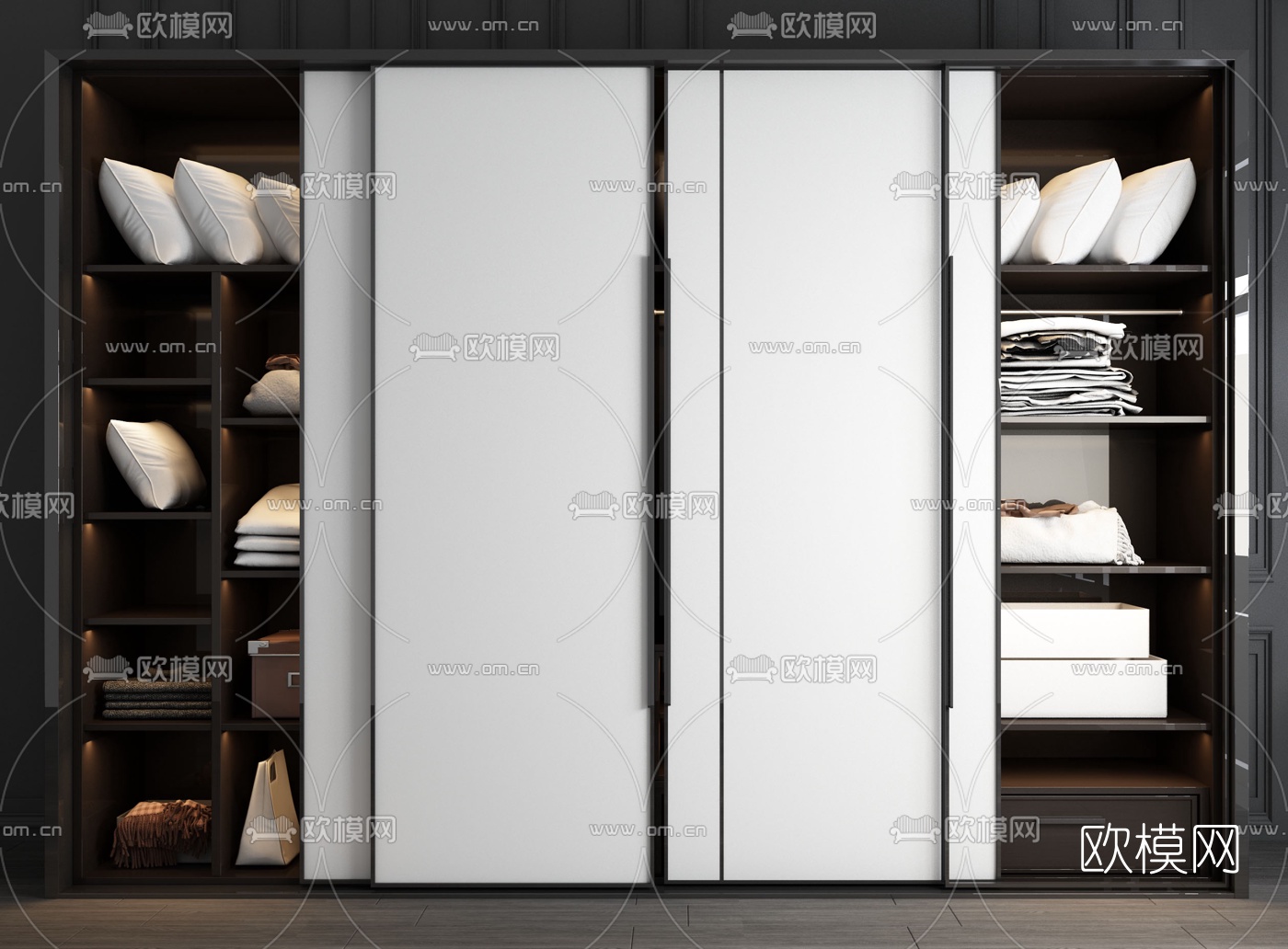 现代轻奢衣柜组合3d模型