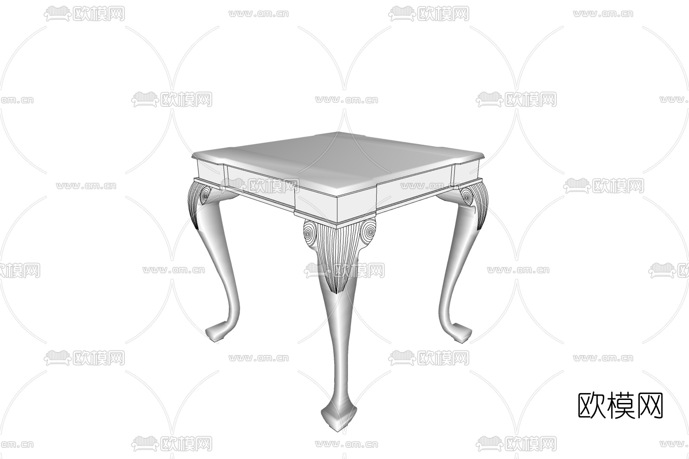欧式实木边几免费su模型下载