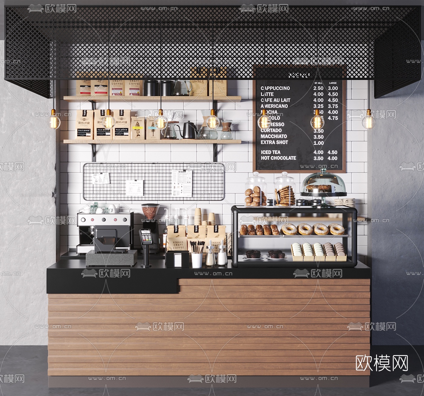 北欧咖啡厅收银台货柜3d模型下载