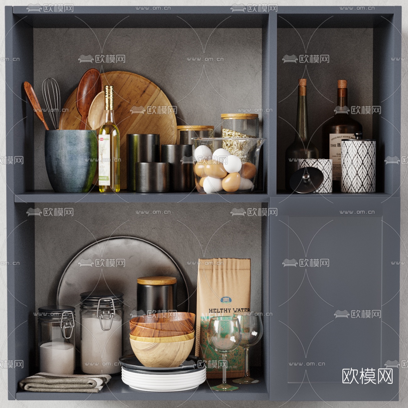 北欧餐具厨具摆件组合3d模型下载（渲染图1）