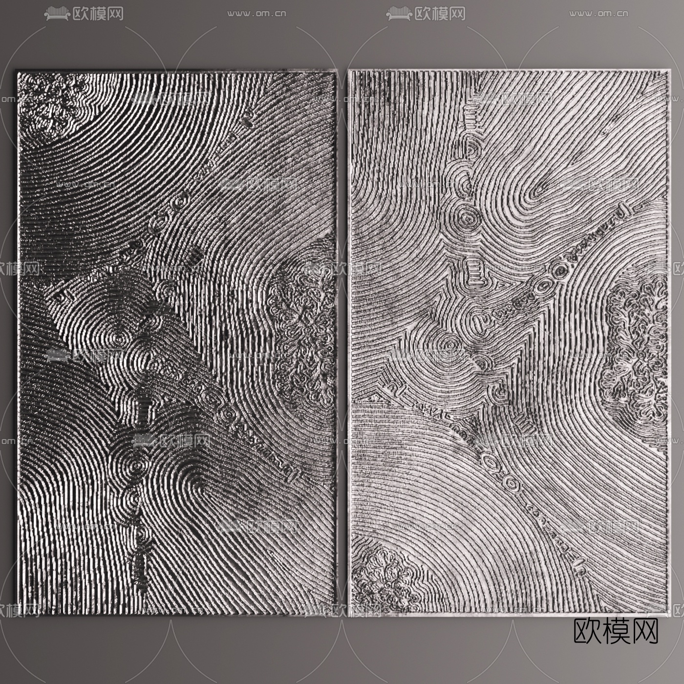 现代树纹装饰画3d模型