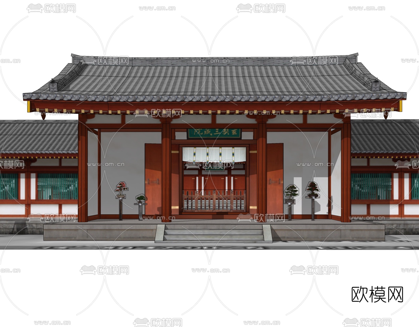 中式寺院免费su模型下载