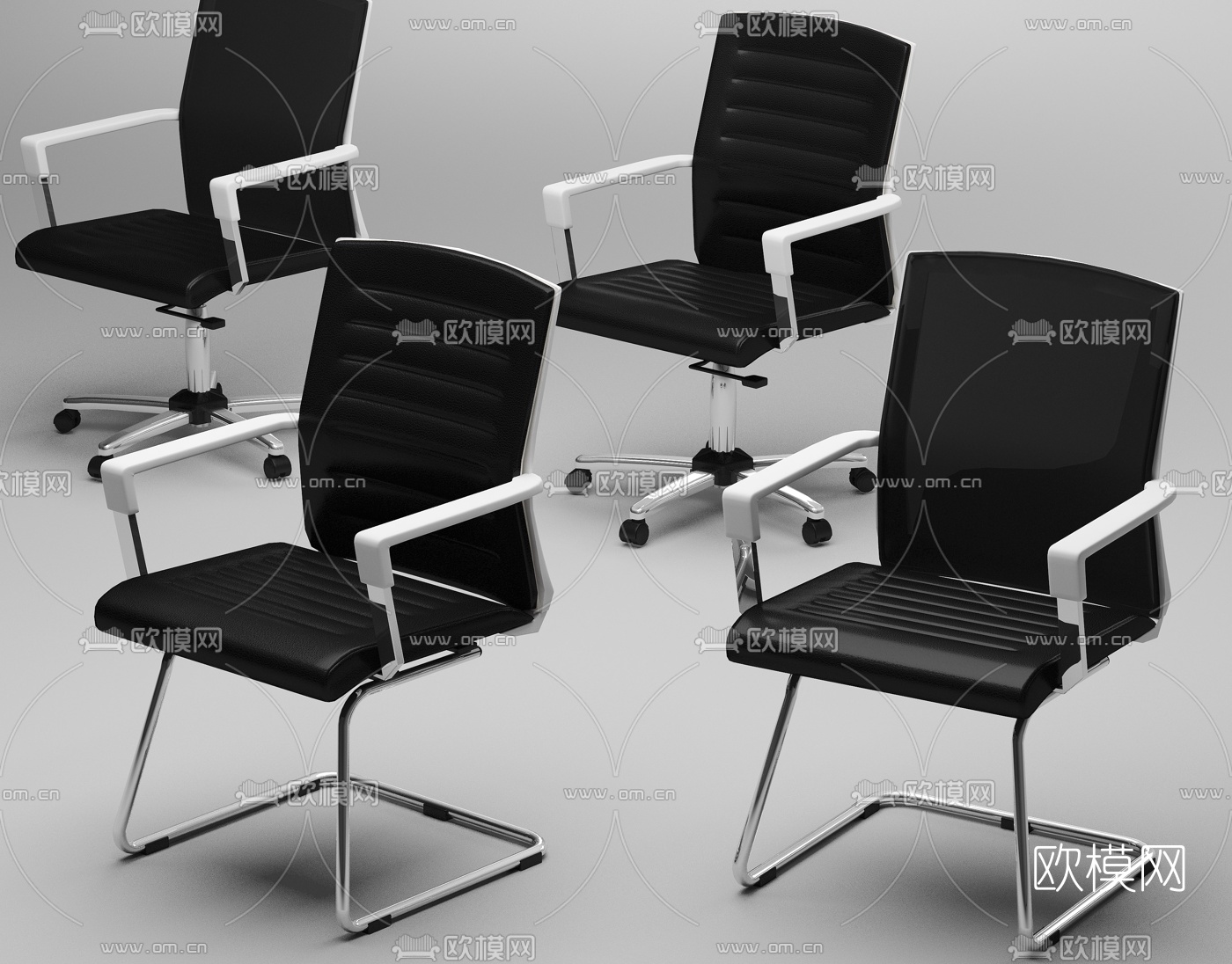 现代办公椅会议椅小转椅员工椅3d模型