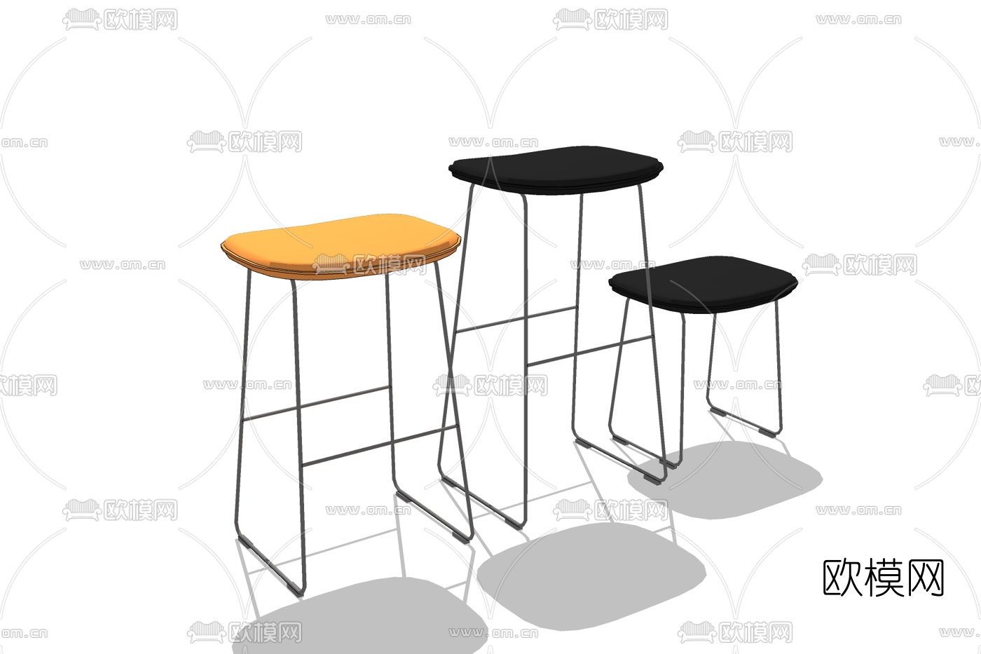 现代铁艺吧台椅免费su模型下载