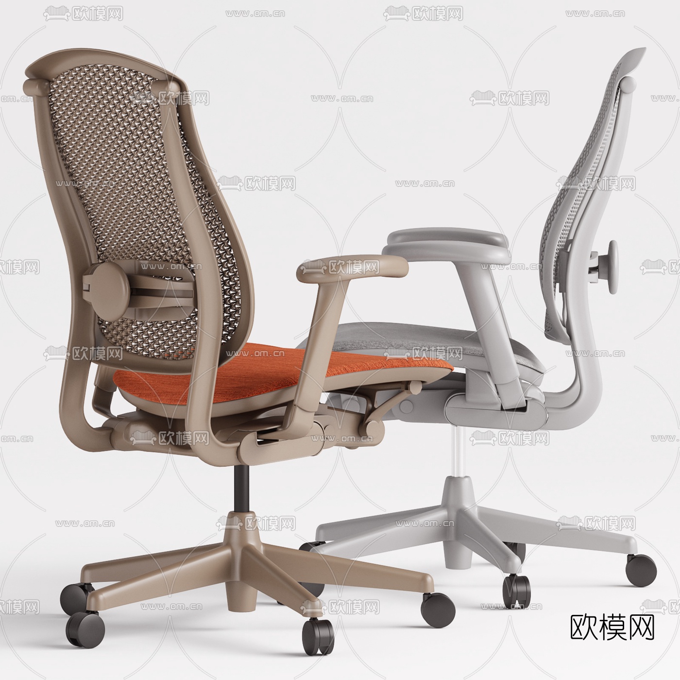 现代网布靠背办公椅职员椅3d模型