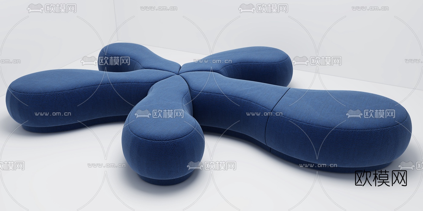 现代布艺异形沙发3d模型下载
