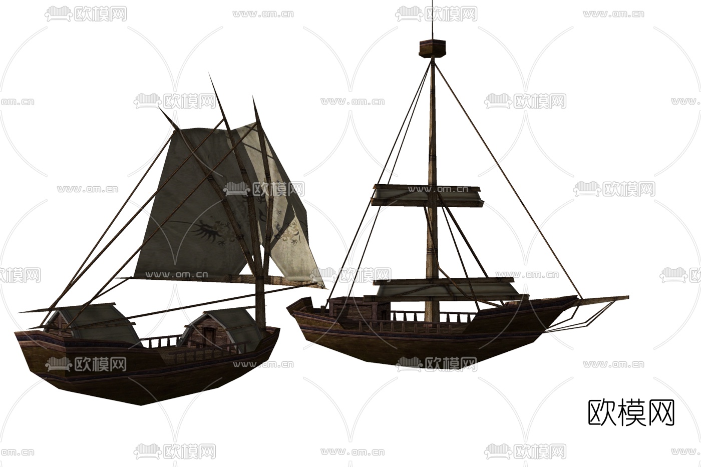 中式古代帆船免费su模型下载