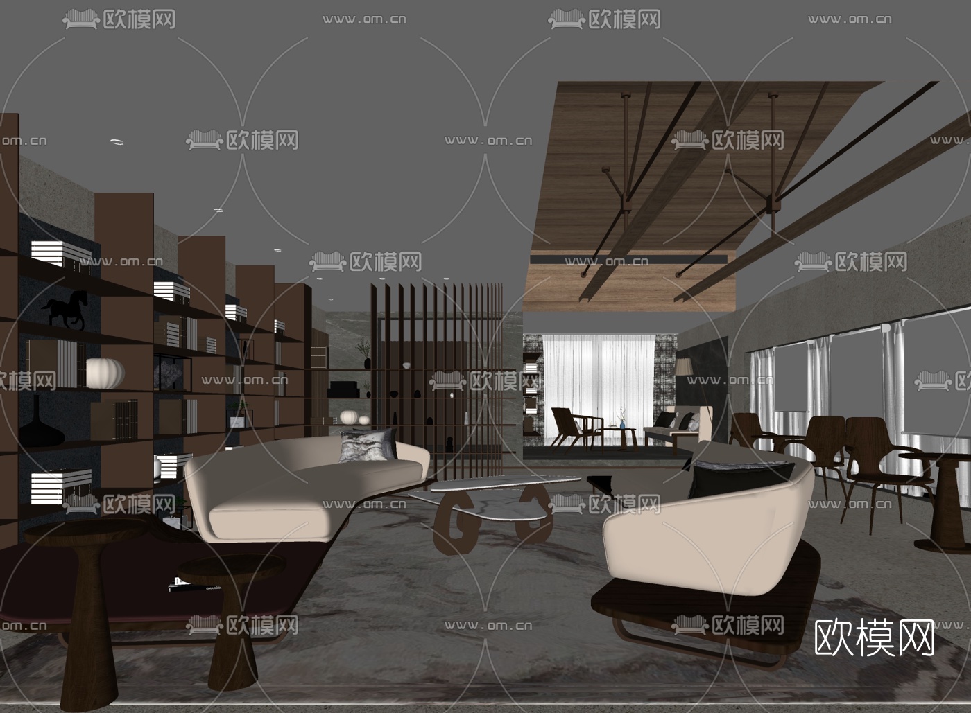 HWCD设计 禹洲鹭湖朗廷售楼处su模型-免费3dmax模型库-欧模网