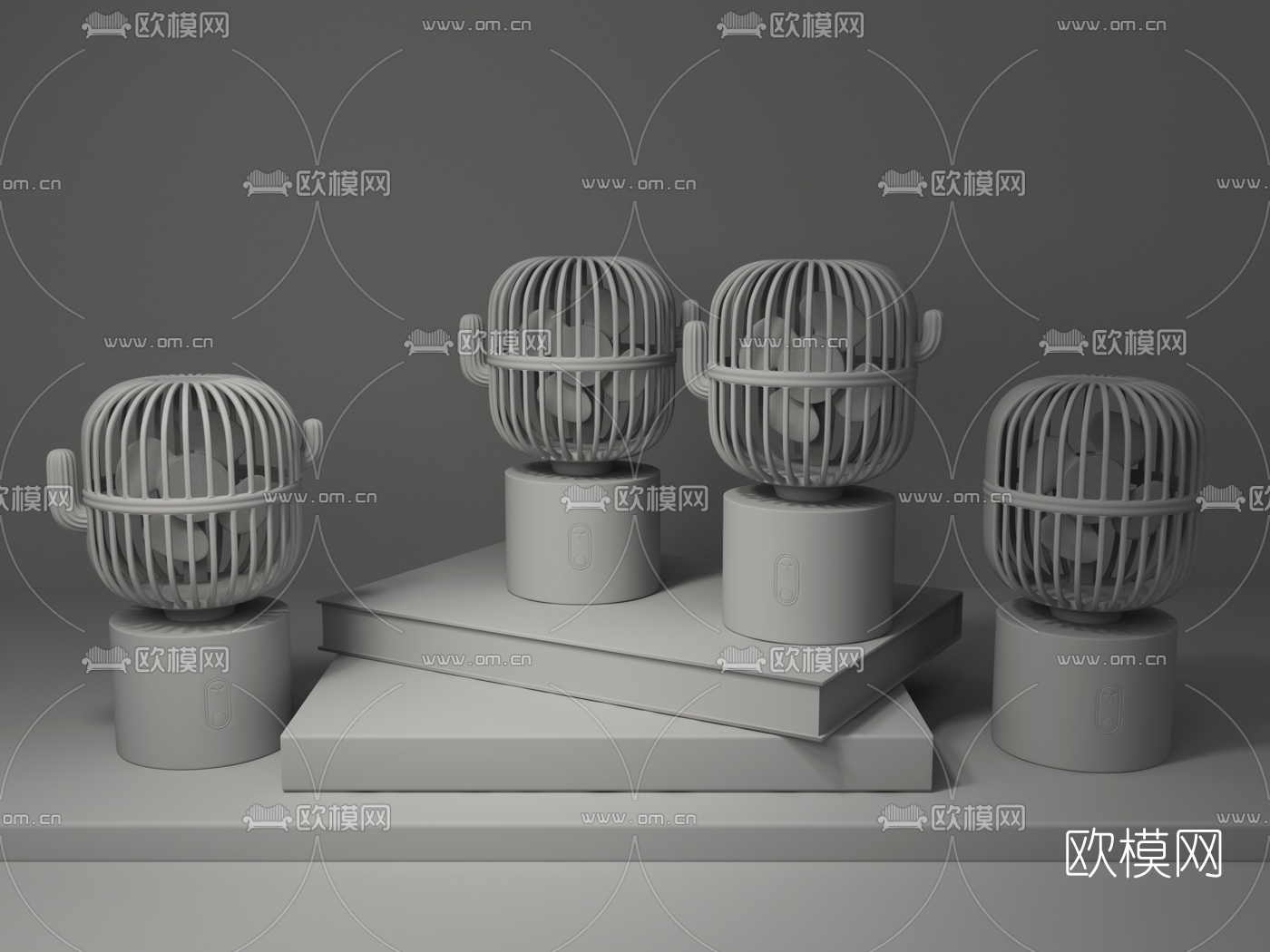 北欧仙人掌摇头小风扇3d模型