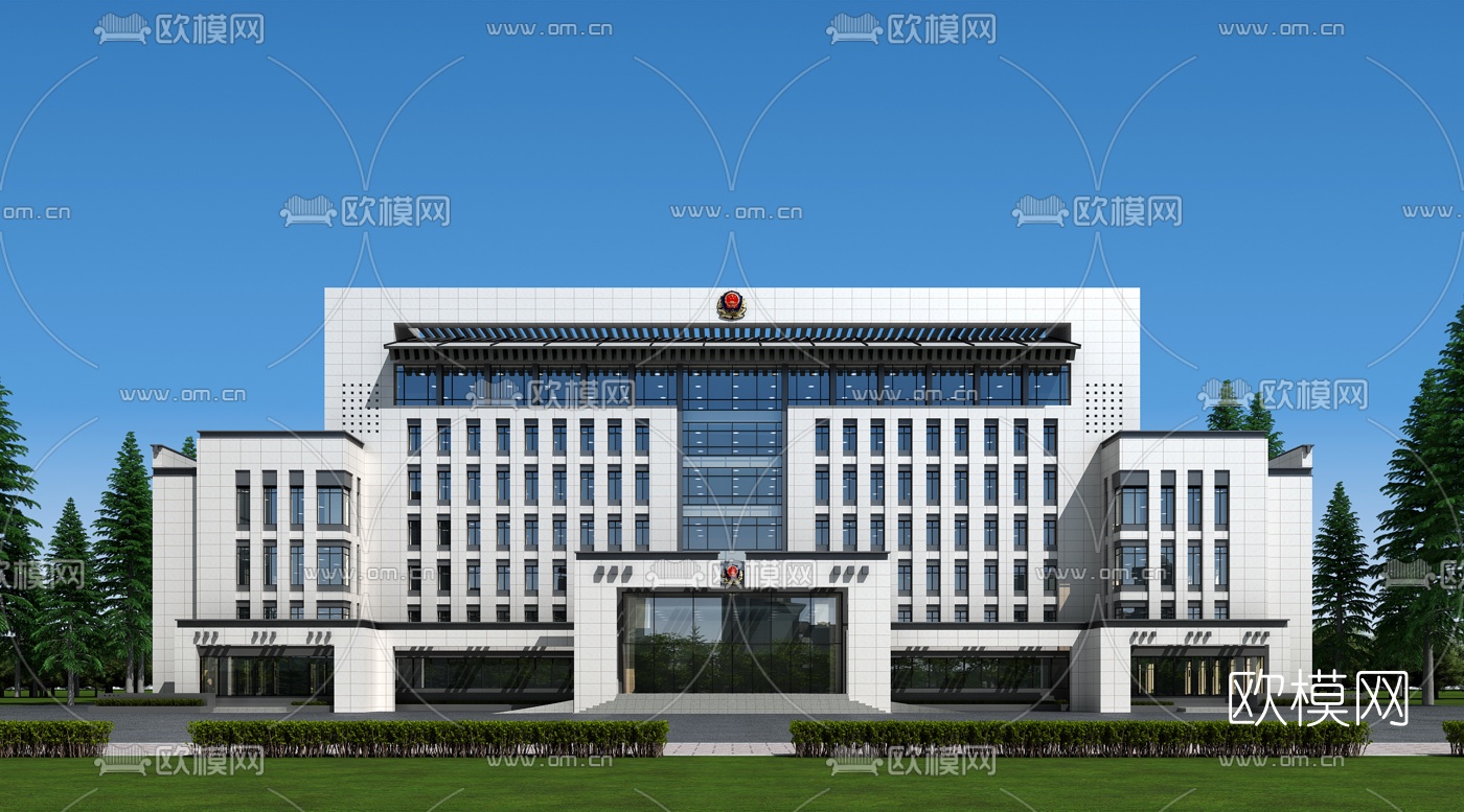 现代政府机关办公楼外观3d模型