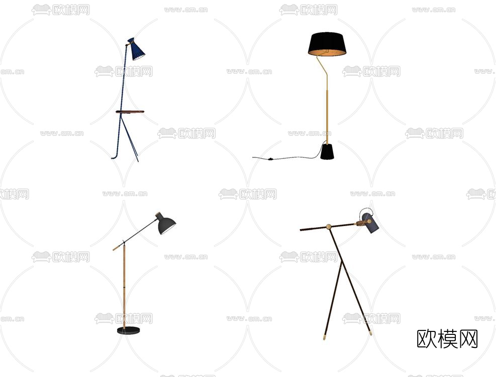 北欧金属落地灯su模型下载