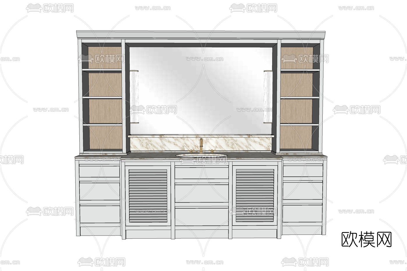 现代实木浴室柜免费su模型下载