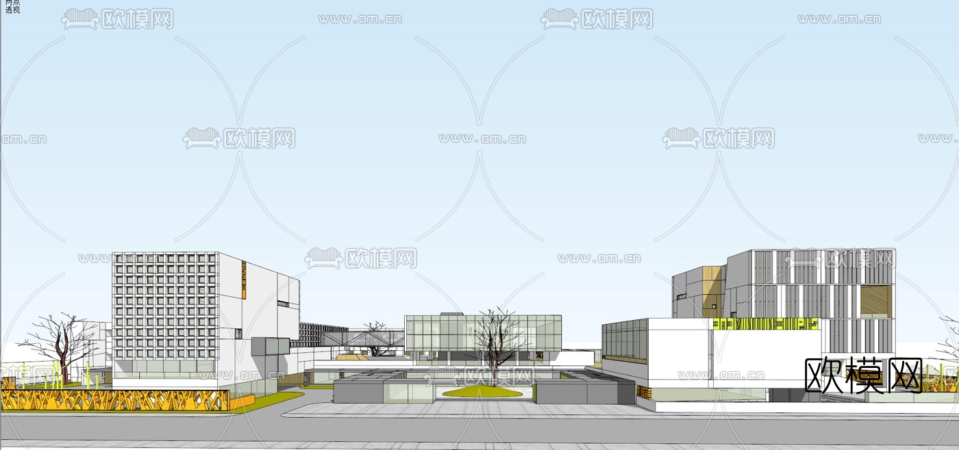 现代学校规划su模型下载（渲染图3）