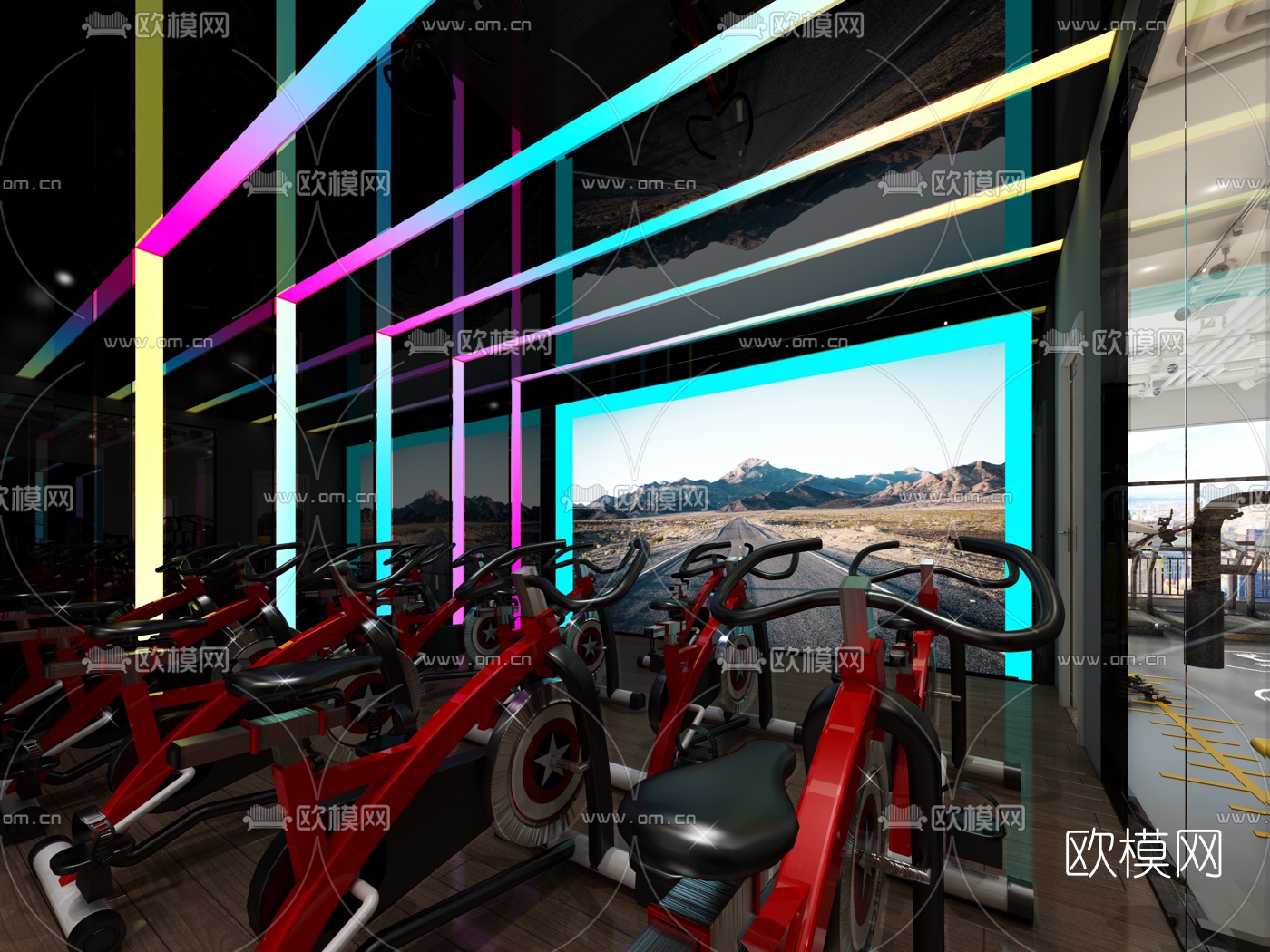 工业风健身房3d模型
