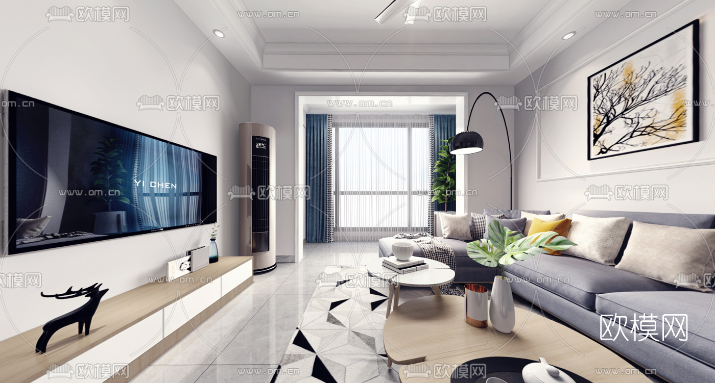 北欧客厅餐厅vr全景3d模型