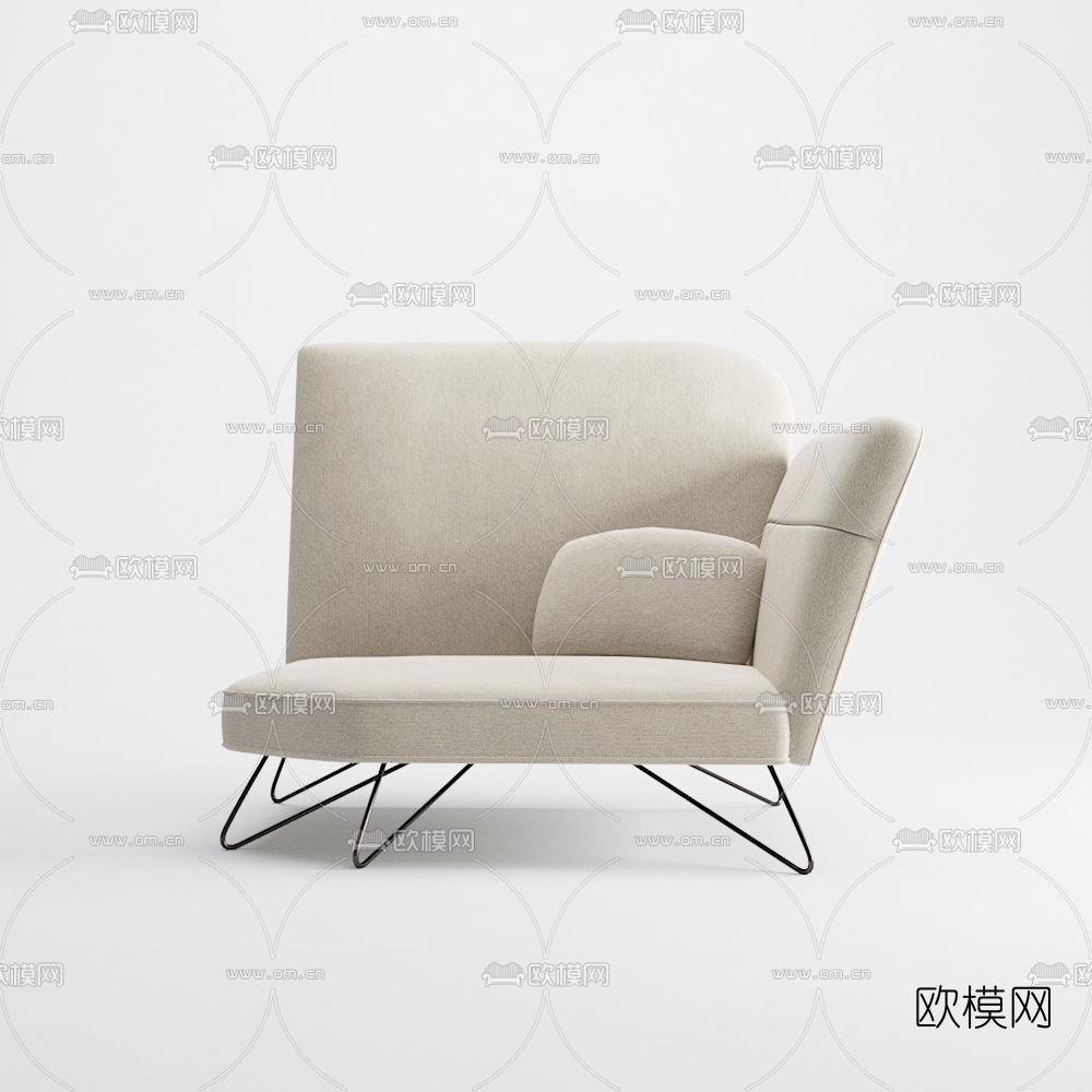 现代布艺休闲沙发3d模型下载（渲染图2）