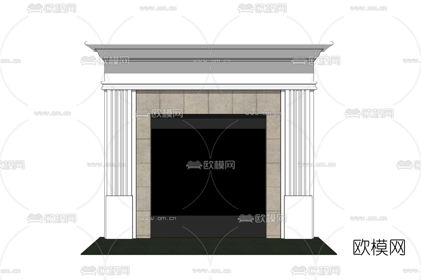 欧式壁炉免费su模型下载