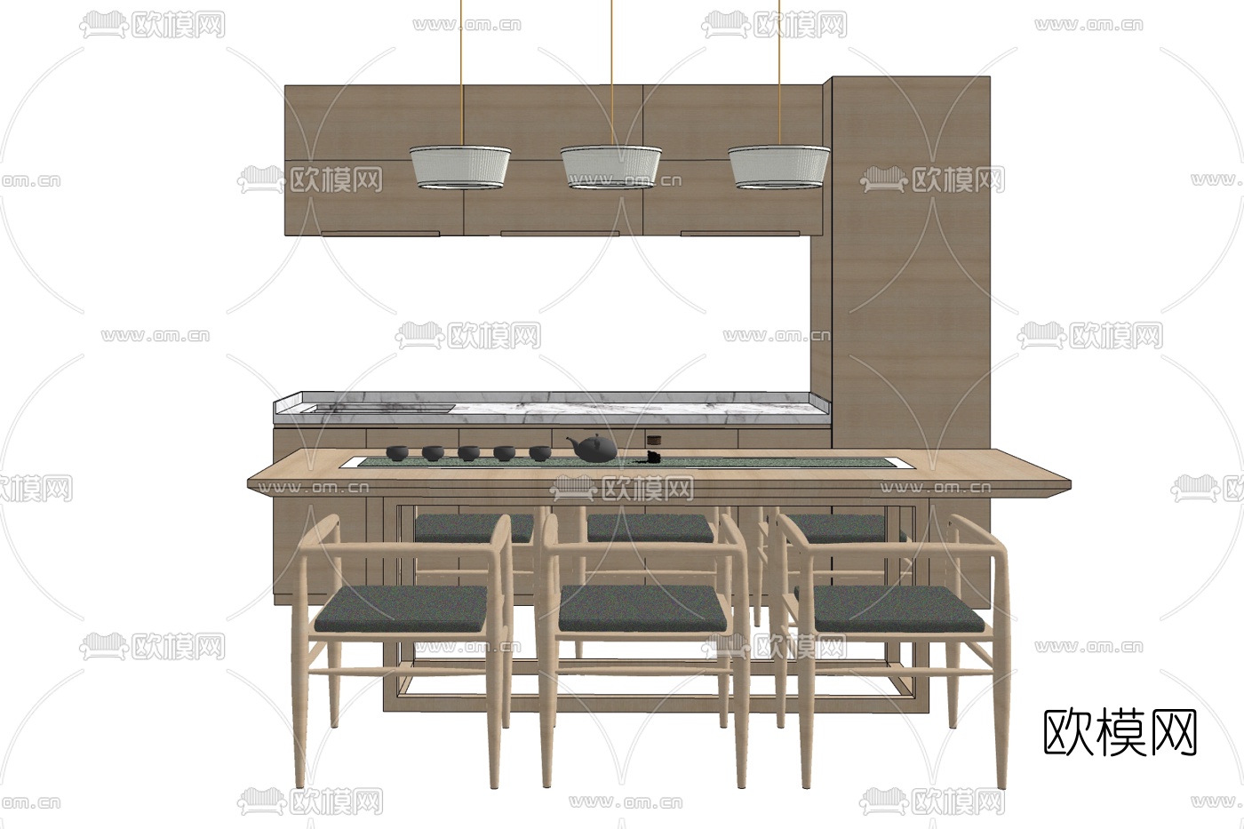 北欧餐桌椅免费su模型下载