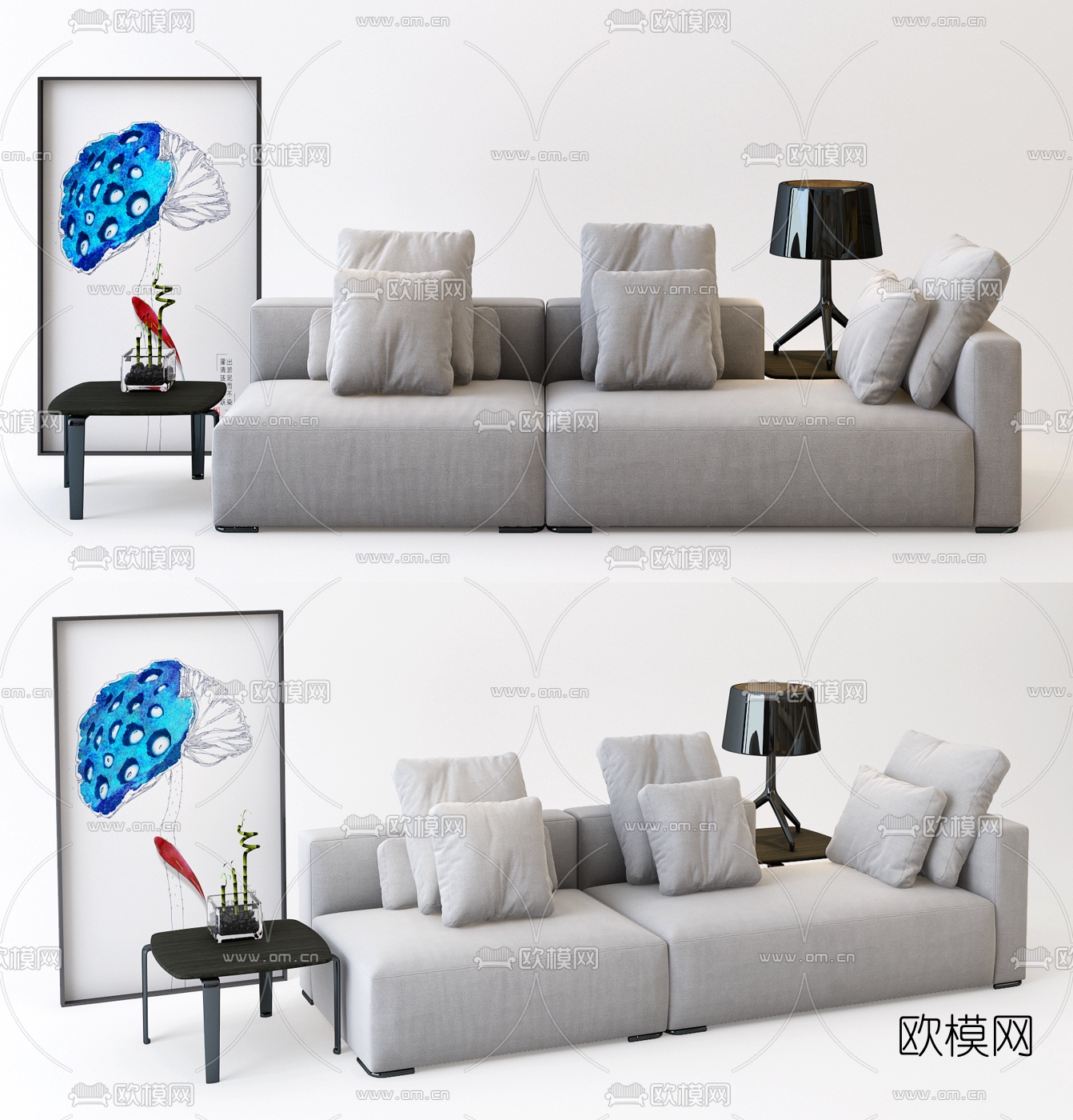 现代布艺双人沙发3d模型