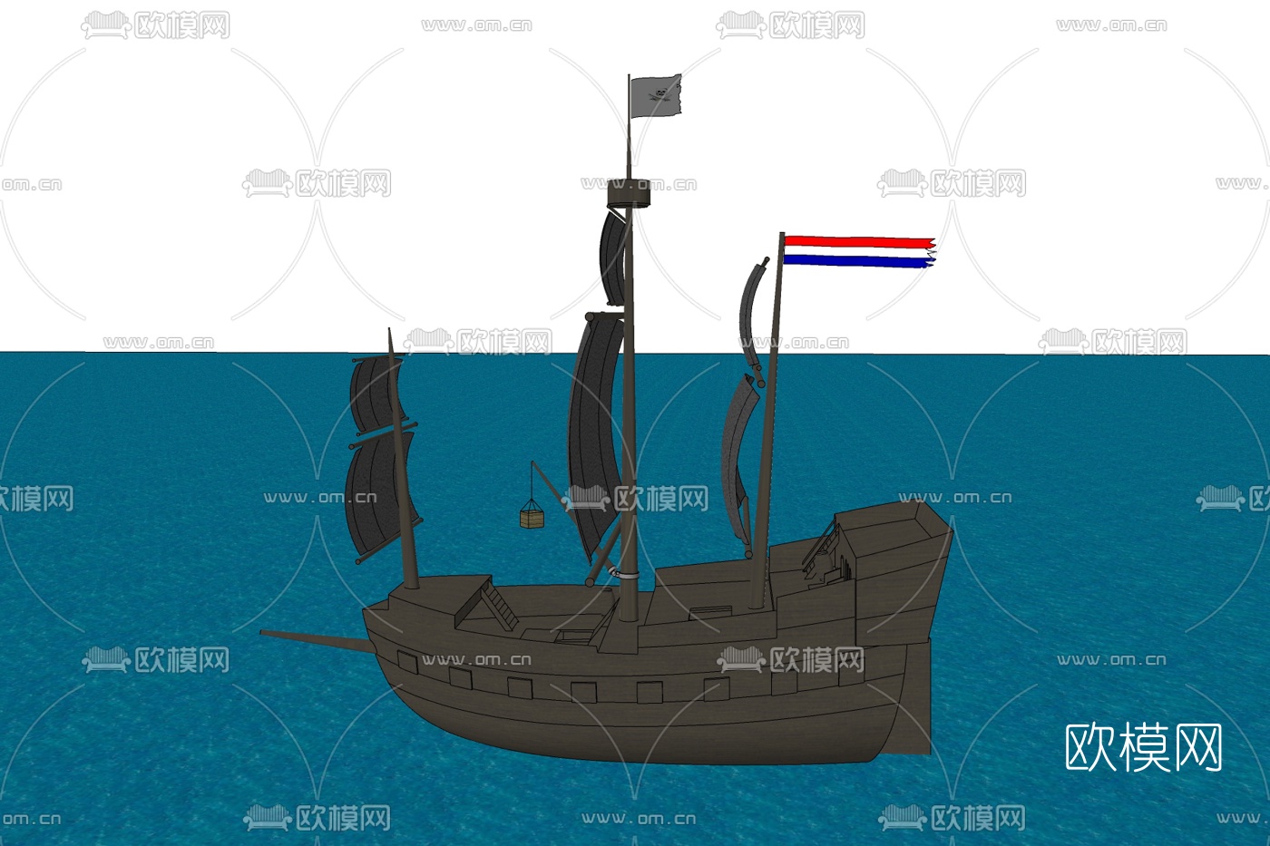 北欧古代战船免费su模型下载