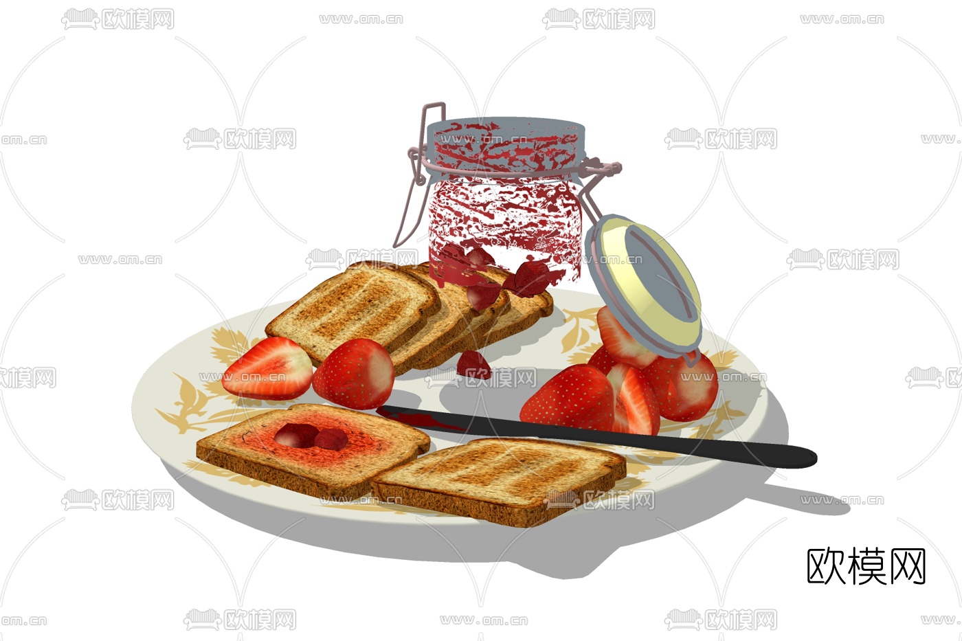 现代面包食物免费su模型