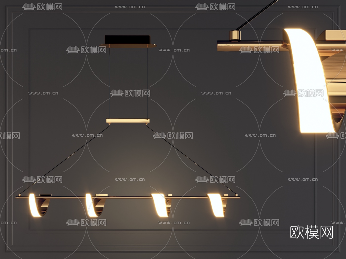 现代金属吊灯3d模型