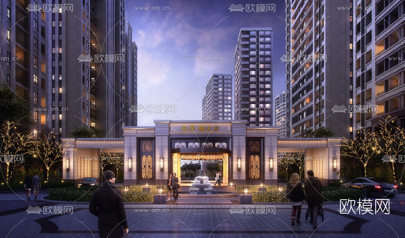 简欧住宅小区大门3d模型