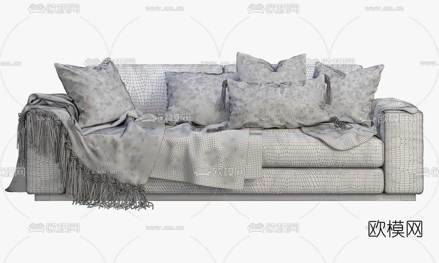 现代布艺双人沙发3d模型下载（渲染图4）