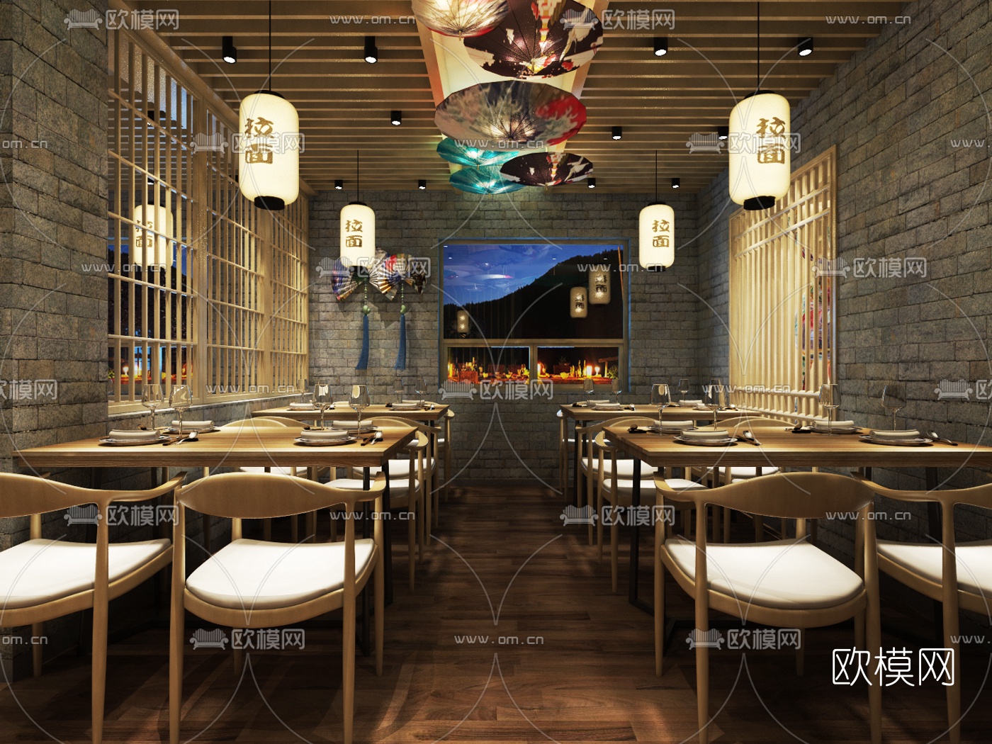 日式拉面馆免费3d模型下载（渲染图5）