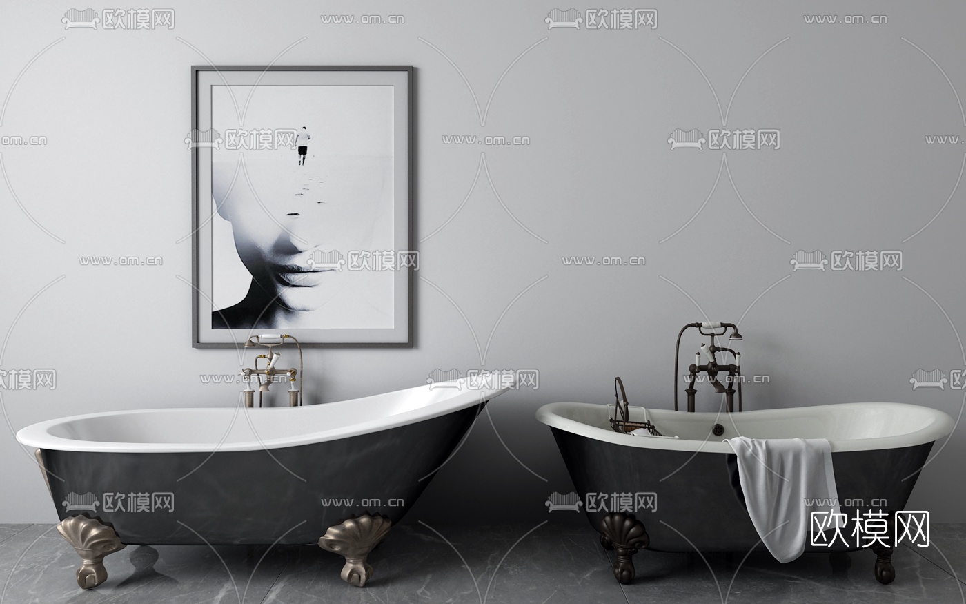 简欧浴缸组合3d模型下载