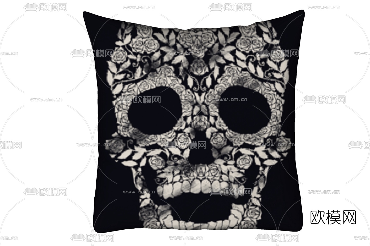 现代布艺骷髅抱枕免费su模型下载