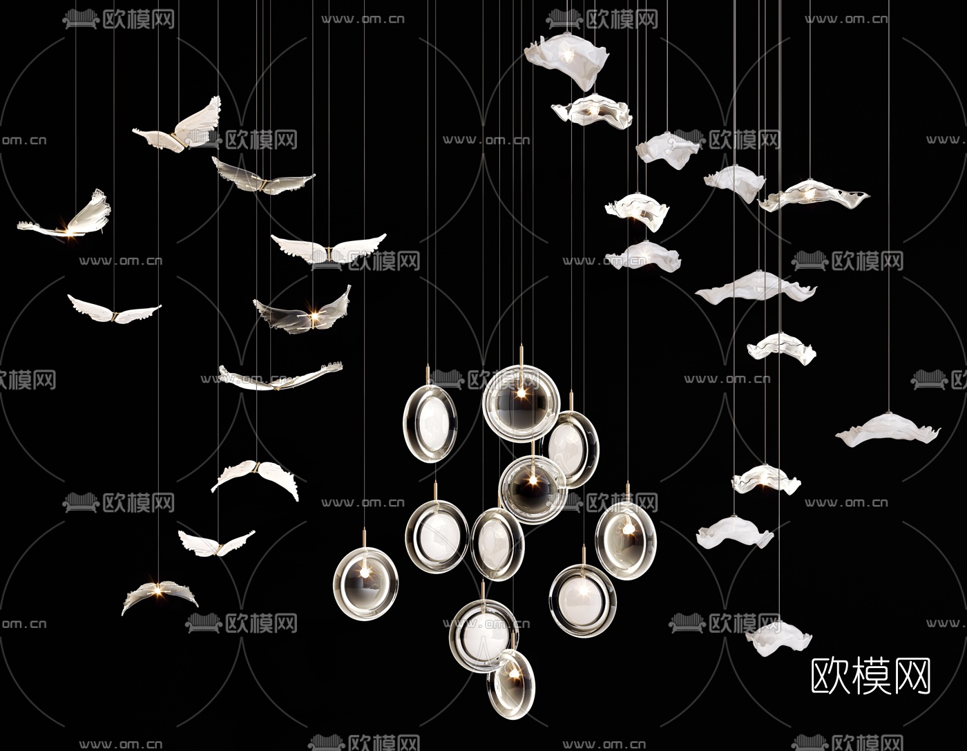 现代玻璃艺术装饰灯3d模型下载（渲染图1）
