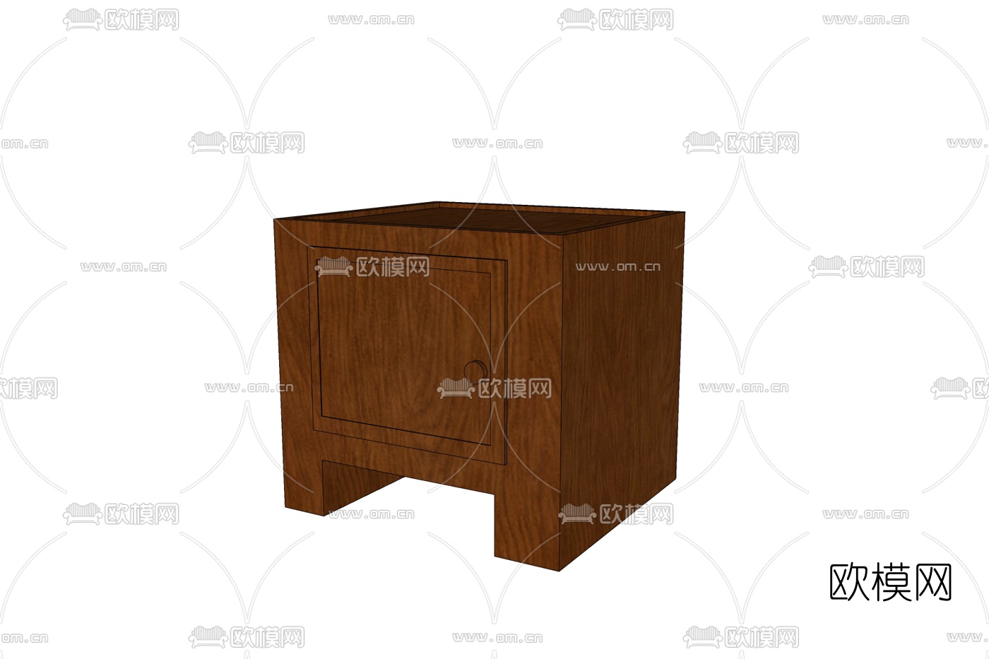 中式实木床头柜免费su模型下载