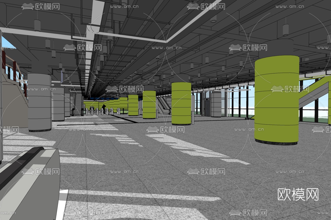 现代商场免费su模型下载