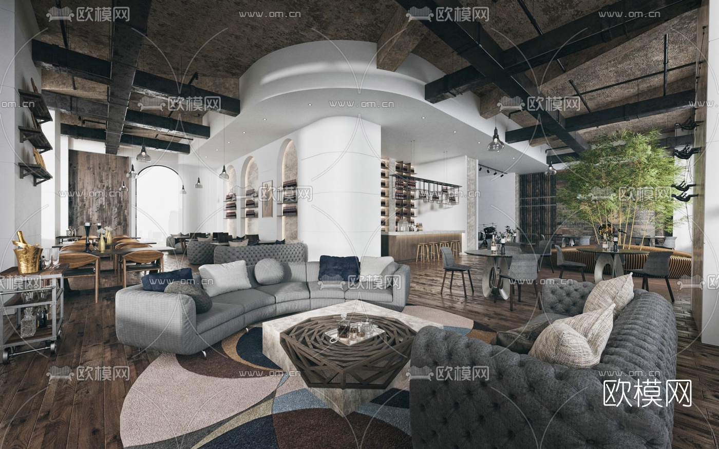 工业风咖啡厅饮品店3d模型