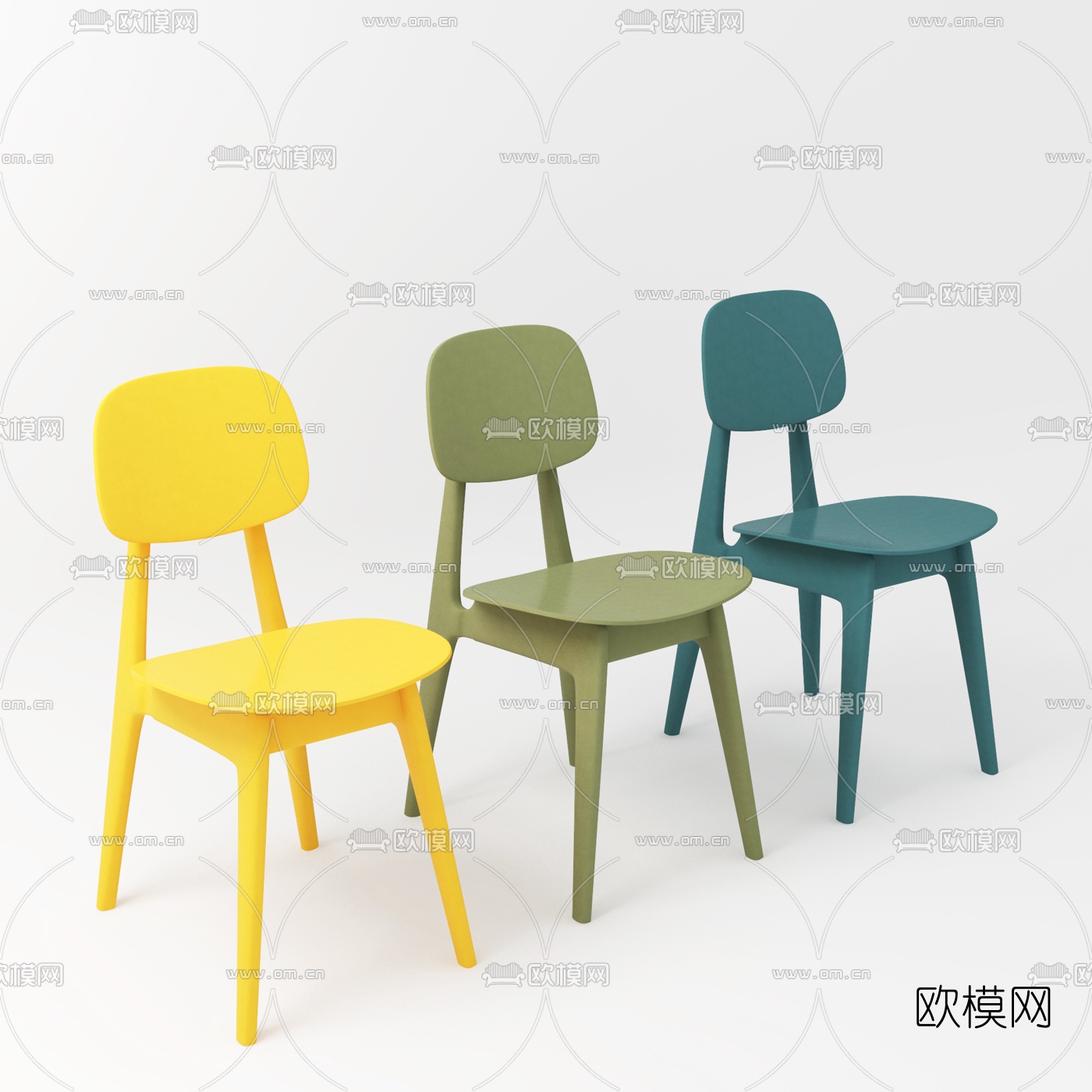 北欧原木儿童椅3d模型下载（渲染图2）