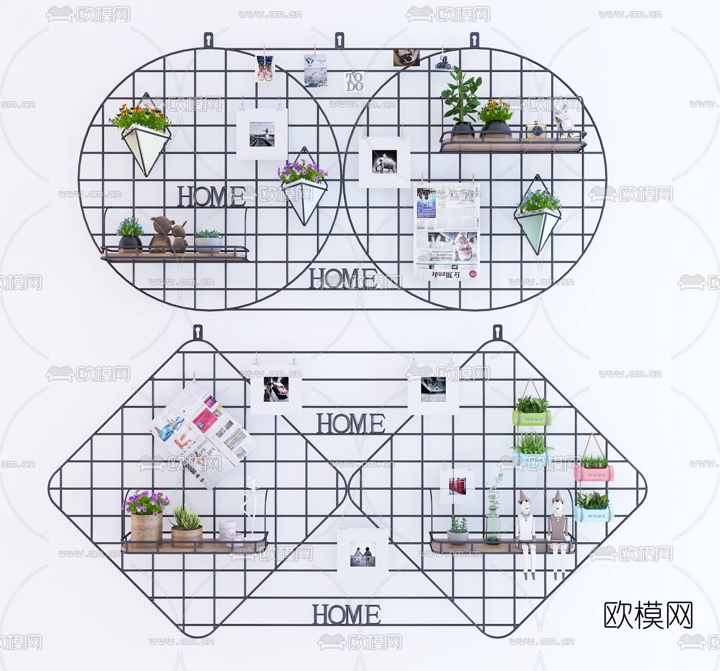 北欧铁艺壁架3d模型下载