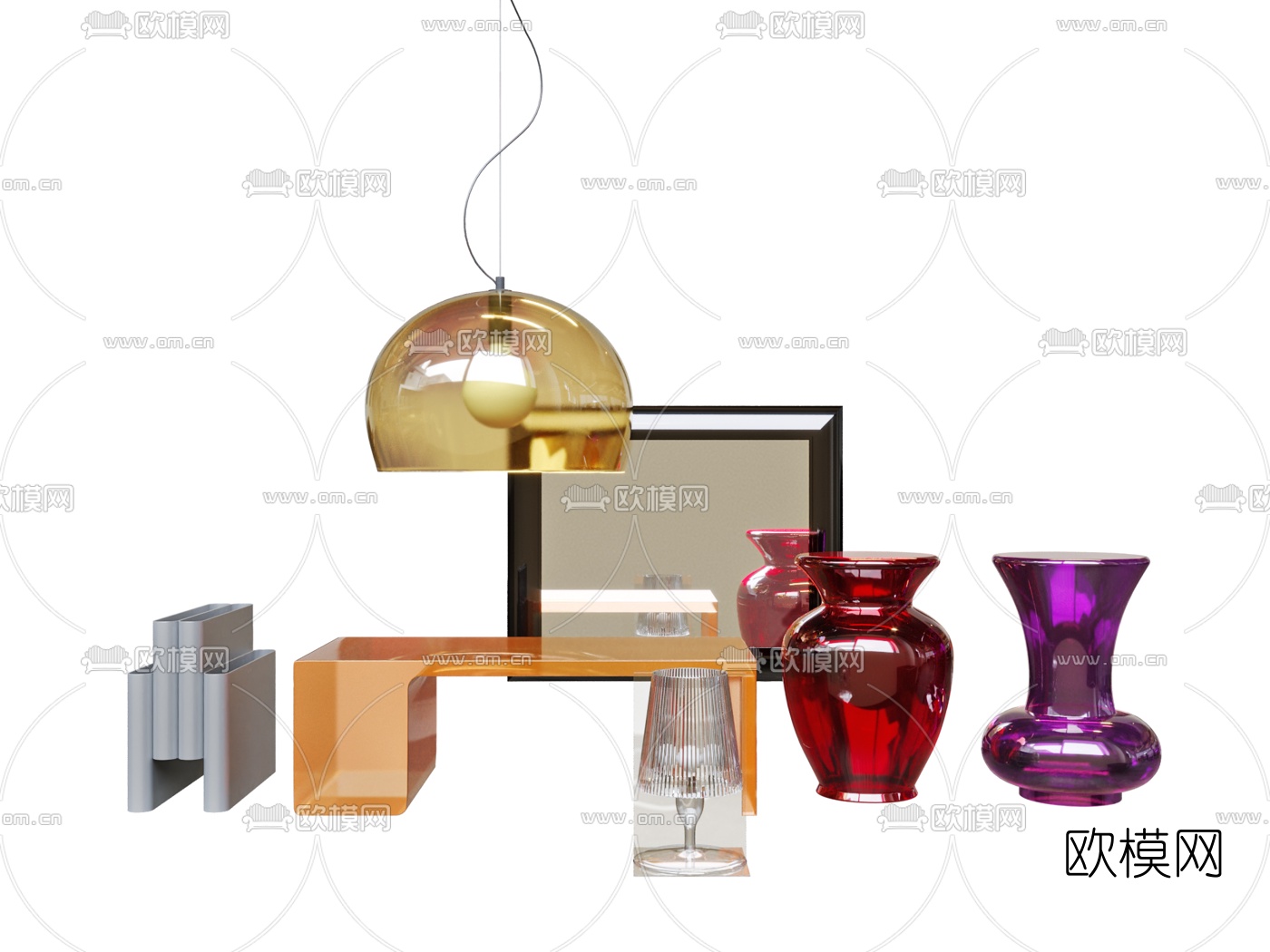 现代器皿文件夹吊灯摆件3d模型下载